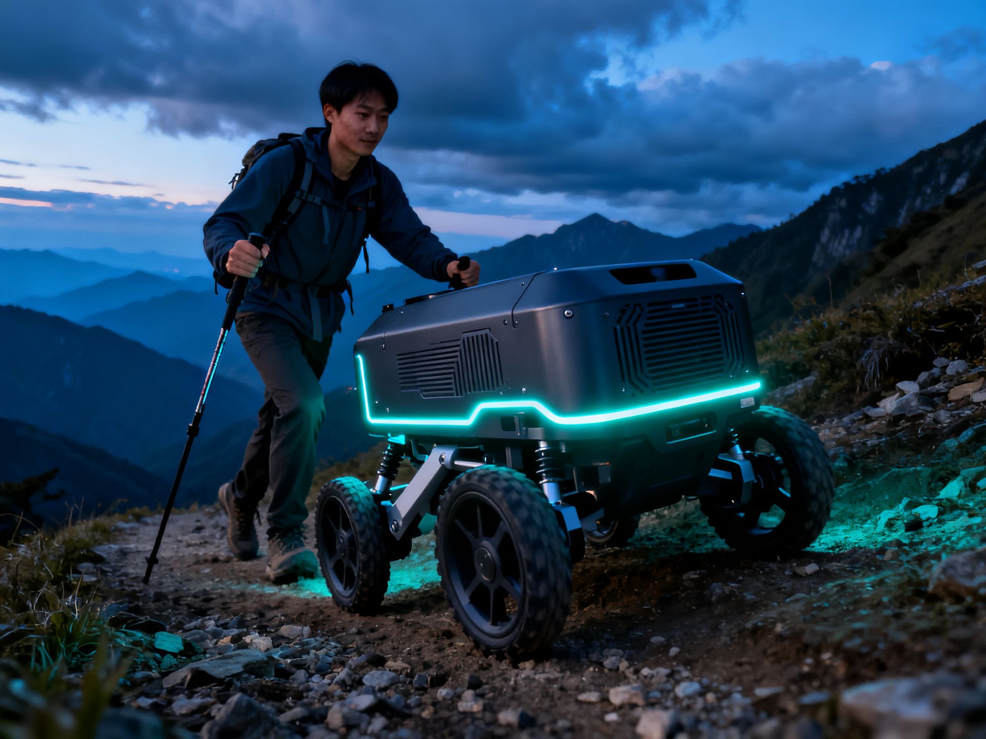 Shared power-assist robot for mountain trails
