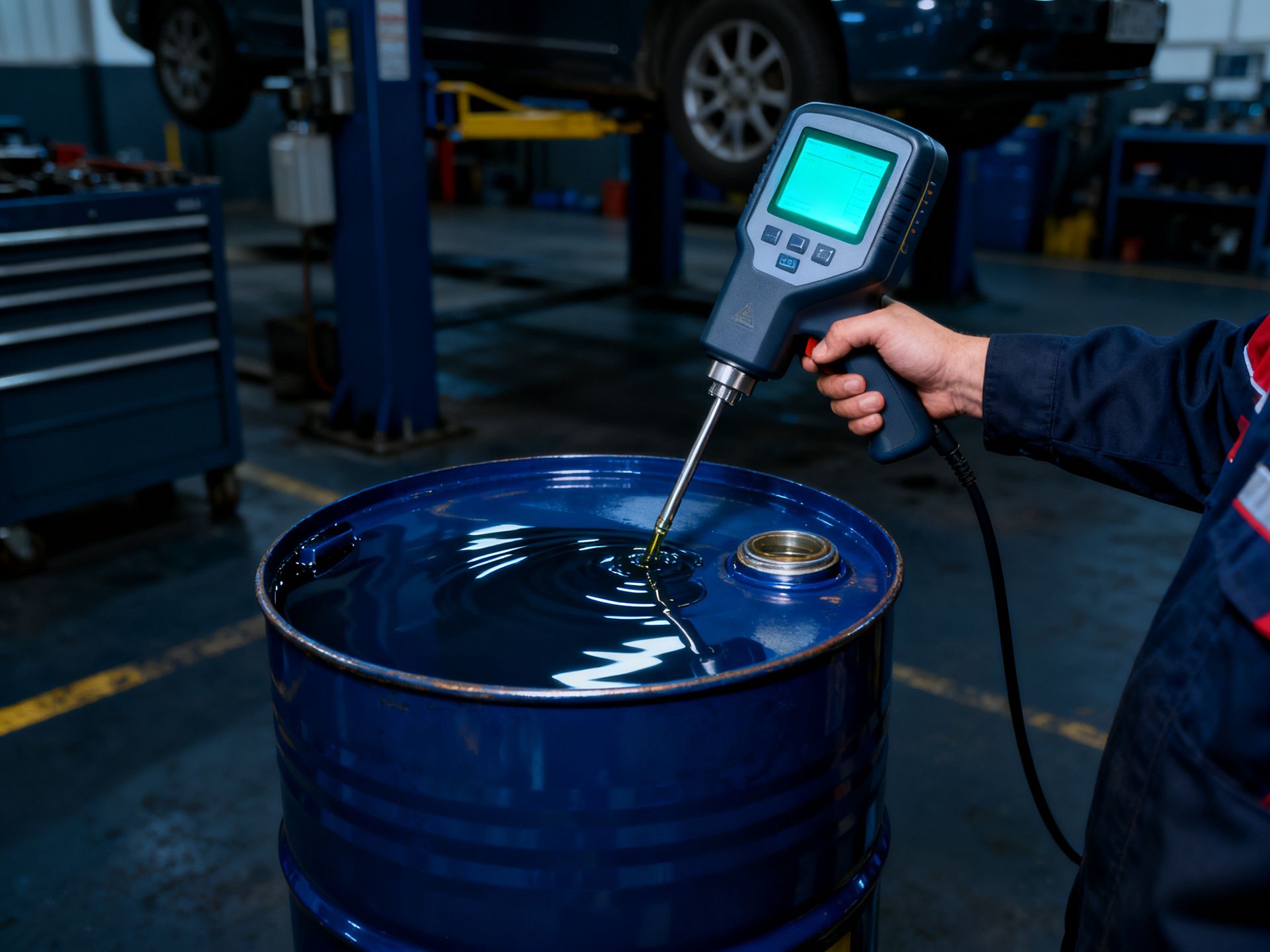 Used engine-oil recycling and volume detection case